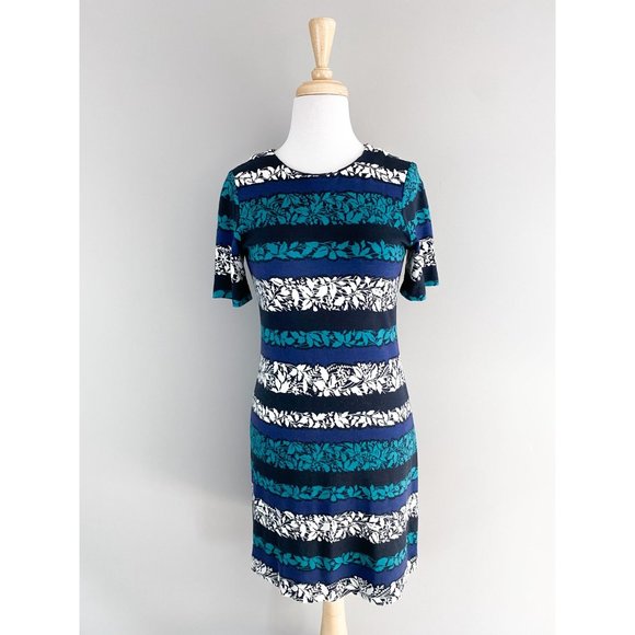 Draper James | Dresses | Draper James Floral Stripe Blue Teal White ...